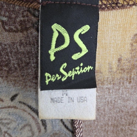 Y2K PerSeption | Slinky Stretchy Brown Mustard Boho Print Maxi Dress Size Medium - Picture 4 of 6